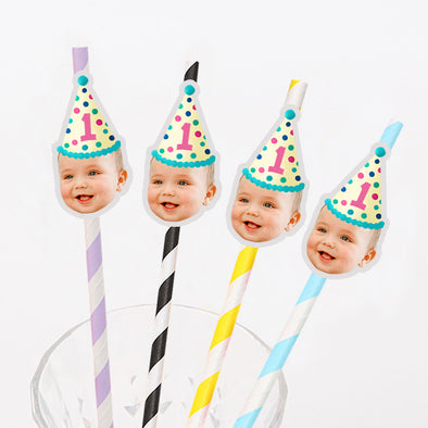 Custom Drinking Straws with Face Birthday Party Photo Straws Custom Drinking Straw for Birthday Party