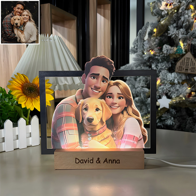 Custom Pixar Style Portrait Night Light Cartoon portrait photo frame lamp Custom Cartoon Style Photo Light