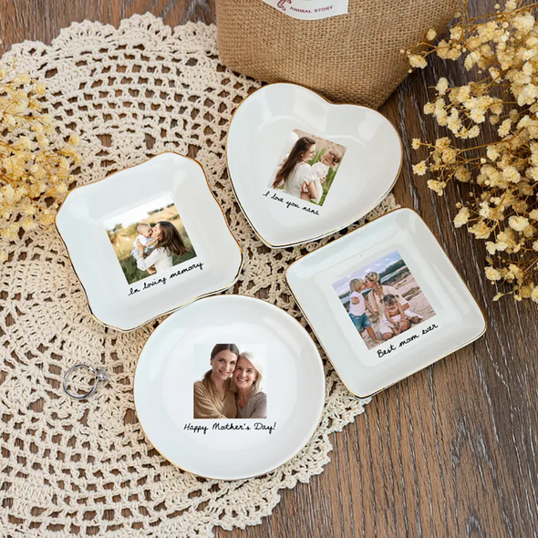Personalized Photo Trinket Tray Custom Ring Dish For Mom Custom Jewelry Dish With Picture Wedding Day Gift Christmas Gift