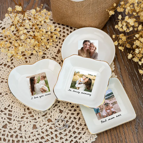 Personalized Photo Trinket Tray Custom Ring Dish For Mom Custom Jewelry Dish With Picture Wedding Day Gift Christmas Gift