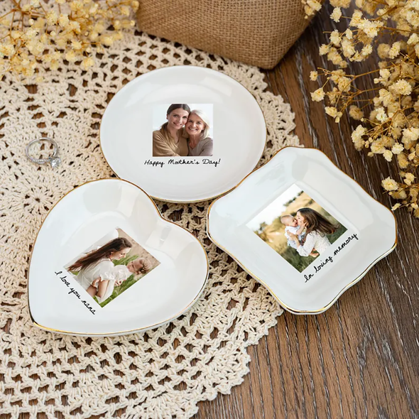 Personalized Photo Trinket Tray Custom Ring Dish For Mom Custom Jewelry Dish With Picture Wedding Day Gift Christmas Gift