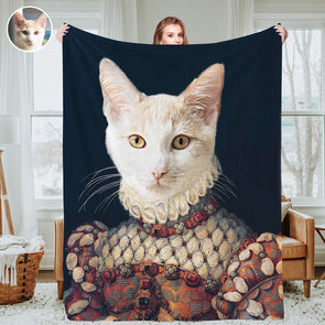 Custom Royal Pet Portrait Blankets Custom Pet in Costume Photo Blankets Throw Blanket