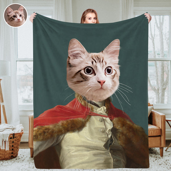 Custom Royal Pet Portrait Blankets Custom Pet Costume Photo Blankets Throw Blanket