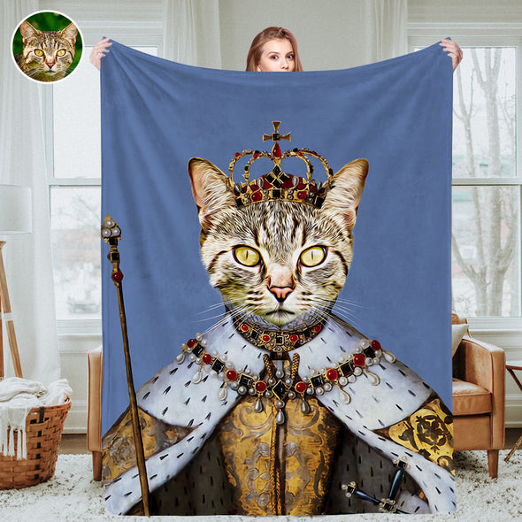 Custom Royal Pet Portrait Blankets Custom Pet Costume Photo Blankets Throw Blanket