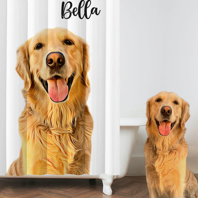 Custom Shower Curtain with Pet Picture Gift for Pet Lover