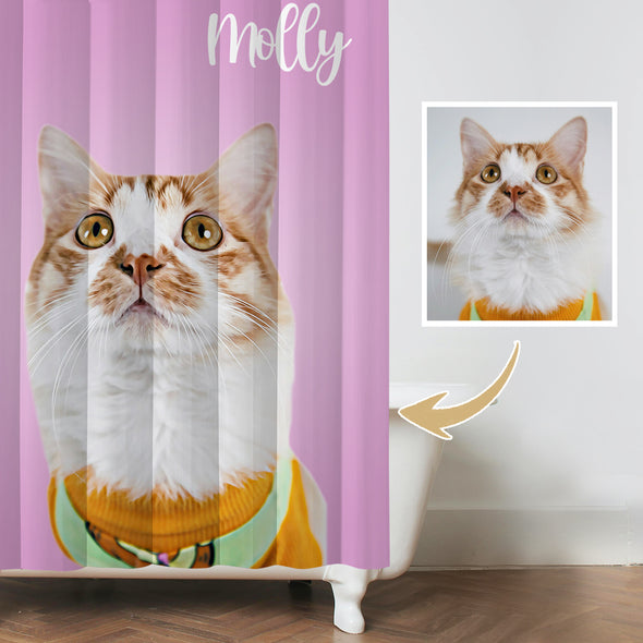 Custom Shower Curtain with Pet Picture Gift for Pet Lover
