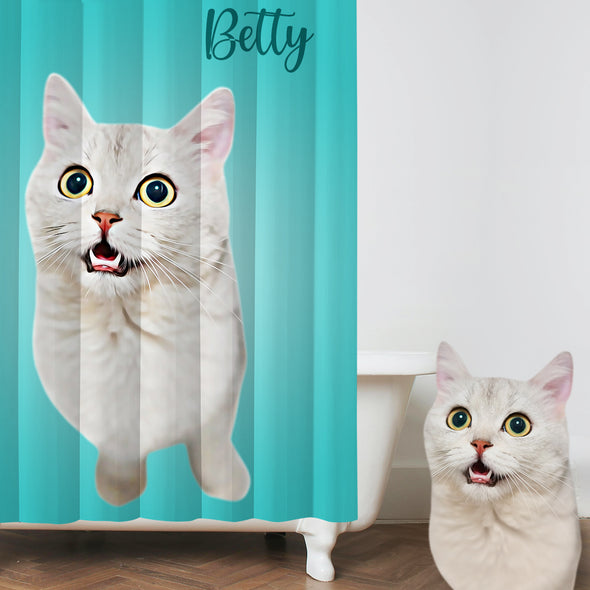 Custom Shower Curtain with Pet Picture Gift for Pet Lover