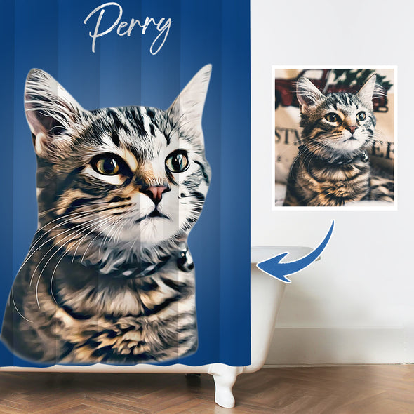 Custom Shower Curtain with Pet Picture Gift for Pet Lover