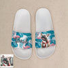 Custom Slides Slippers with Pet Photo and Name Custom Slides Sandals with Pet Photo For Couple