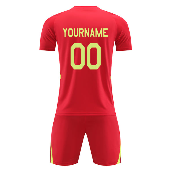 Custom Soccer Uniform Set for Adult Kids Custom Soccer Jersey and Shorts with Name Number Logo