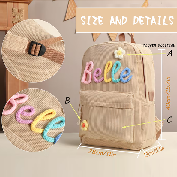 Personalized Kids Backpack School Bag With Name Bag for Back to School Custom Toddler Backpack