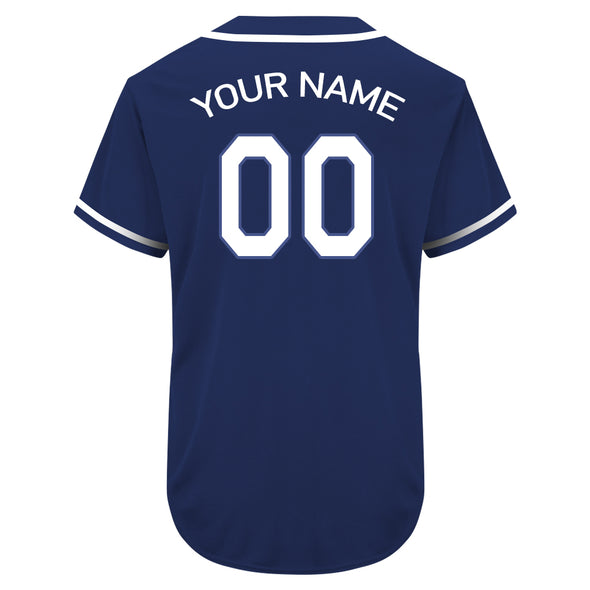 Custom Baseball Jerseys Blue Button Down Shirt Custom Varsity Baseball Jersey Sports Uniform