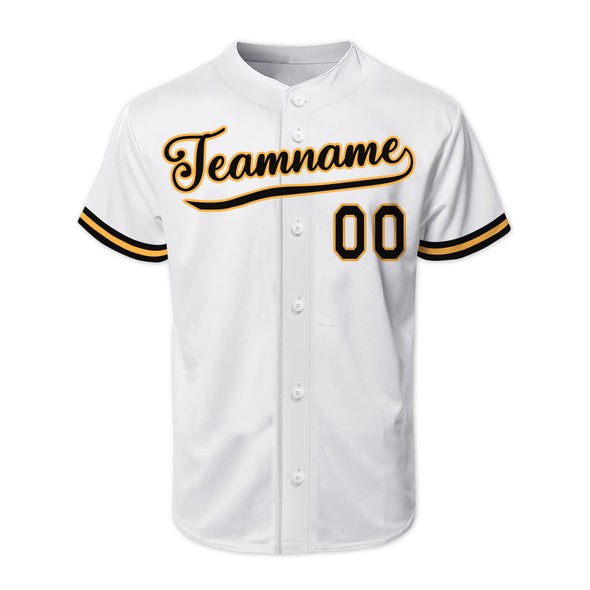 Custom Baseball Button Down Shirt Jerseys Custom Varsity White Yellow Baseball Sports Uniform
