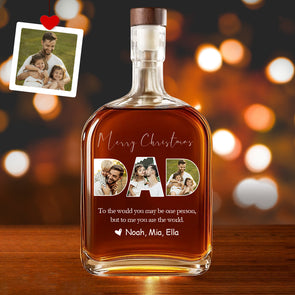 Custom Whiskey Bottle with Photo Custom Whisky Decanter for Dad Christmas Gift For Dad