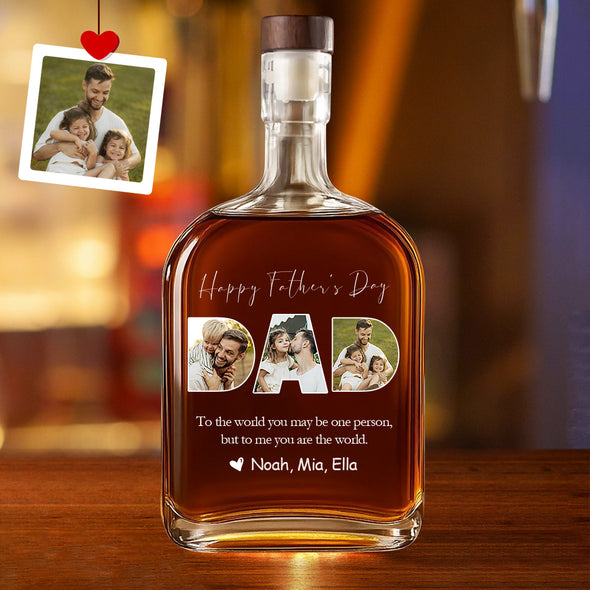 Custom Whiskey Bottle with Photo Custom Whisky Decanter for Dad Christmas Gift For Dad