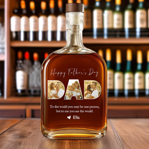 Custom Whiskey Bottle with Photo Custom Whisky Decanter for Dad Christmas Gift For Dad