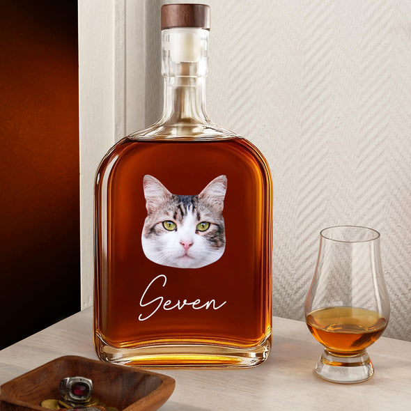 Custom Whiskey Bottle with Pet Photo Custom Whisky Decanter Christmas Gift For Men Husband
