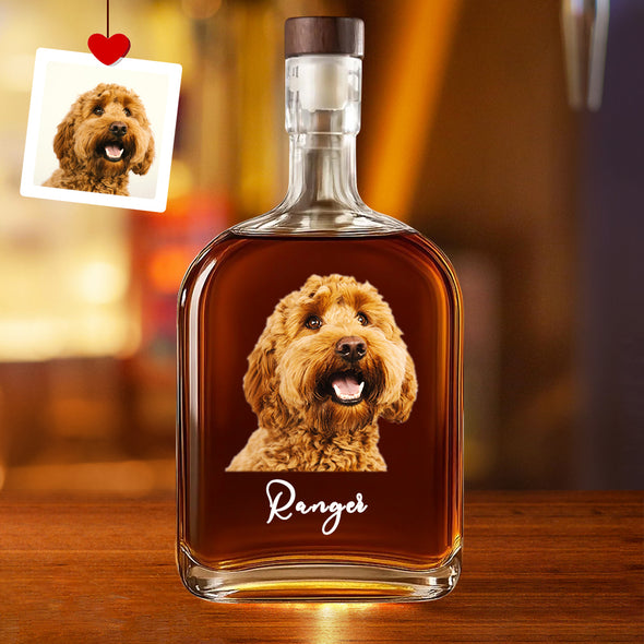 Custom Whiskey Bottle with Pet Photo Custom Whisky Decanter Christmas Gift For Men Husband