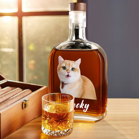 Custom Whiskey Bottle with Pet Photo Custom Whisky Decanter Christmas Gift For Men Husband