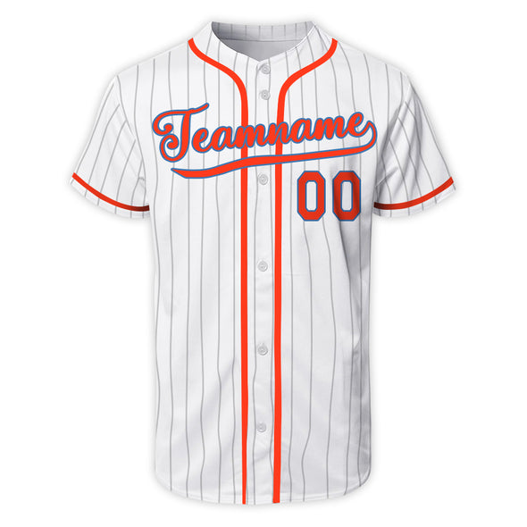 Personalized White Pinstripe Authentic Baseball Jersey