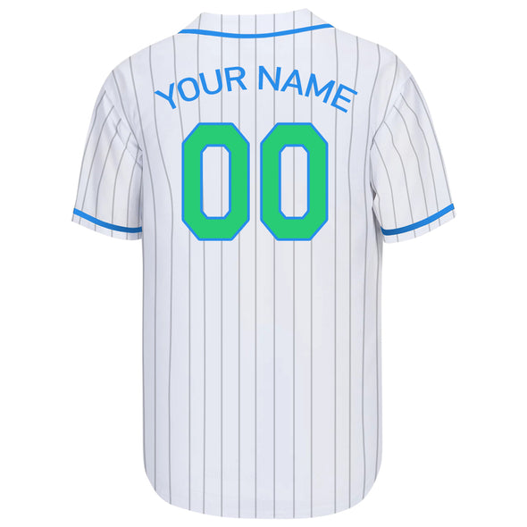 Custom White Blue Pinstripe Authentic Baseball Jersey