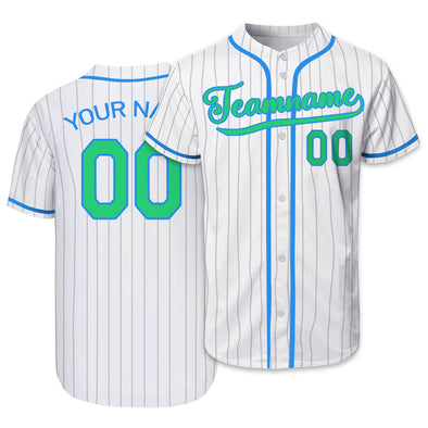 Custom White Blue Pinstripe Authentic Baseball Jersey