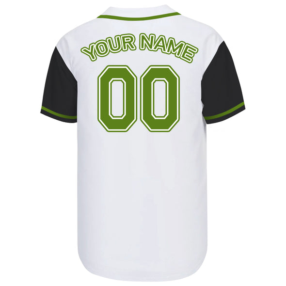 Personalized White Green Authentic Baseball Jerseys with Name Team Name Logo for Adult Kids