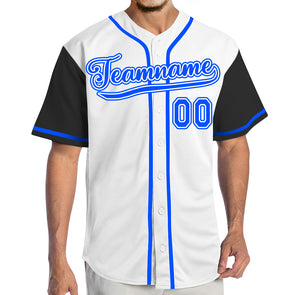 Custom White Blue Authentic Baseball Jerseys with Name Team Name Logo for Adult Kids