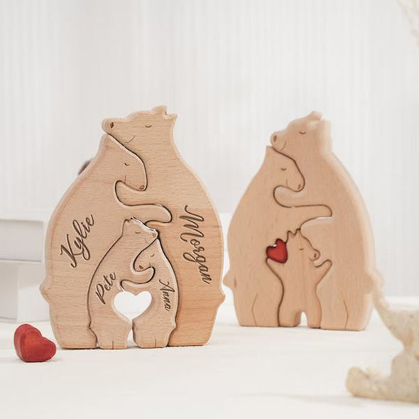 Mothers Day Gift Custom Wooden Bear Family Name Puzzle Home Decor Keepsake Gift Christmas Gift