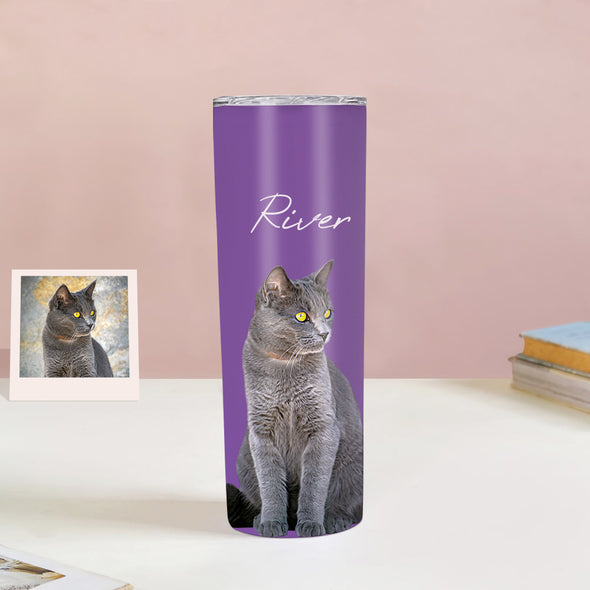 Custom 20oz Pet Photo Tumblers Custom Pet Coffee Mug Cup Custom Skinny Stainless Steel 20oz Tumblers Christmas Gift