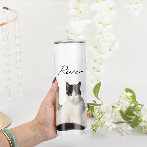 Custom 20oz Pet Photo Tumblers Custom Pet Coffee Mug Cup Custom Skinny Stainless Steel 20oz Tumblers Christmas Gift