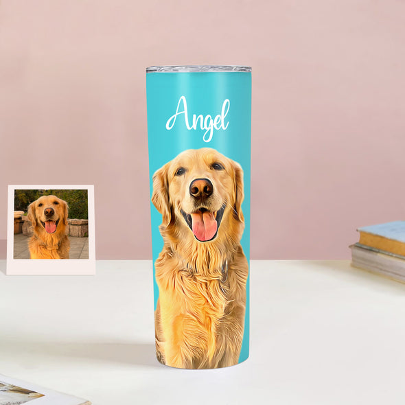 Custom 20oz Pet Photo Tumblers Custom Pet Coffee Mug Cup Custom Skinny Stainless Steel 20oz Tumblers Christmas Gift