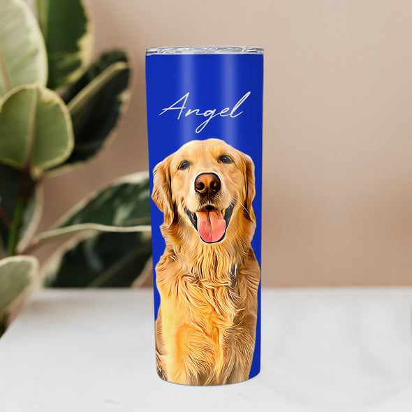 Custom 20oz Pet Photo Tumblers Custom Pet Coffee Mug Cup Custom Skinny Stainless Steel 20oz Tumblers Christmas Gift