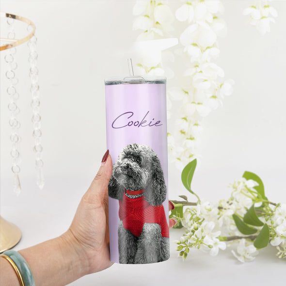 Custom 20oz Pet Photo Tumblers Custom Pet Coffee Mug Cup Custom Skinny Stainless Steel 20oz Tumblers Christmas Gift