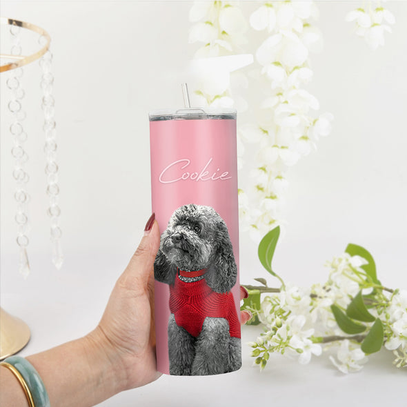 Custom 20oz Pet Photo Tumblers Custom Pet Coffee Mug Cup Custom Skinny Stainless Steel 20oz Tumblers Christmas Gift