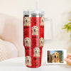 Custom Dog Photo Stainless Steel Tumbler with Handle Custom Dog Photo Cup 40oz Tumbler Christmas Gift