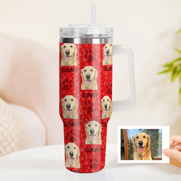 Custom Dog Photo Stainless Steel Tumbler with Handle Custom Dog Photo Cup 40oz Tumbler Christmas Gift