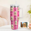 Custom Dog Photo Stainless Steel Tumbler with Handle Custom Dog Photo Cup 40oz Tumbler Christmas Gift