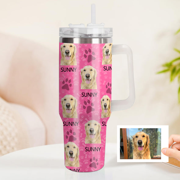 Custom Dog Photo Stainless Steel Tumbler with Handle Custom Dog Photo Cup 40oz Tumbler Christmas Gift