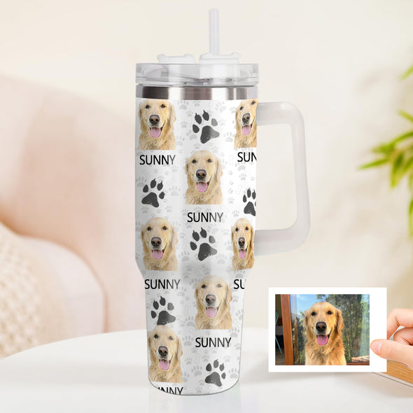 Custom Dog Photo Stainless Steel Tumbler with Handle Custom Dog Photo Cup 40oz Tumbler Christmas Gift