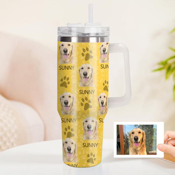 Custom Dog Photo Stainless Steel Tumbler with Handle Custom Dog Photo Cup 40oz Tumbler Christmas Gift