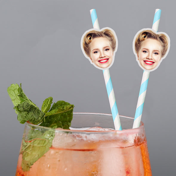 Custom Drink Straws with Face Custom Photo Face Straws Drinking Straws Birthday Party Photo Straw