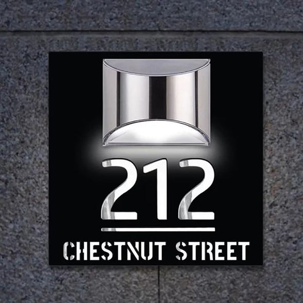 Custom LED House Address Sign Custom House Number Sign With Solar Light Laser Cutting Door Number Plaque