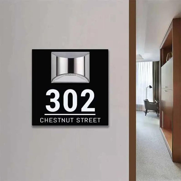 Custom LED House Address Sign Custom House Number Sign With Solar Light Laser Cutting Door Number Plaque