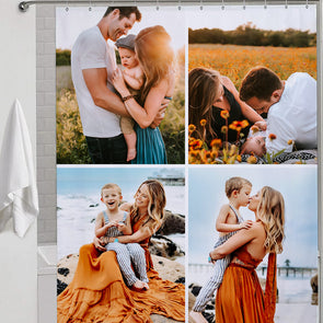 Personalized Family Shower Curtain Wedding Gift Bathroom Decor Custom Image Shower Curtain