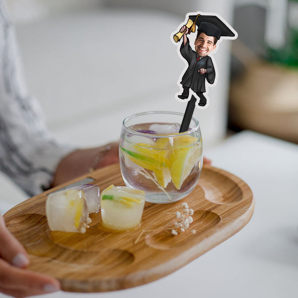 Custom graduation face drink stirrers Class of 2025 High School College Graduate Funny Custom Stir Stick