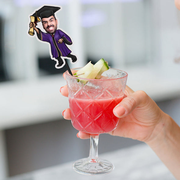 Custom graduation face drink stirrers Class of 2025 High School College Graduate Funny Custom Stir Stick