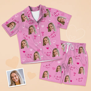 Custom Short Sleeve Pajamas Gift For Girlfriend Custom Short Pajamas Nightwear Gift for Lover