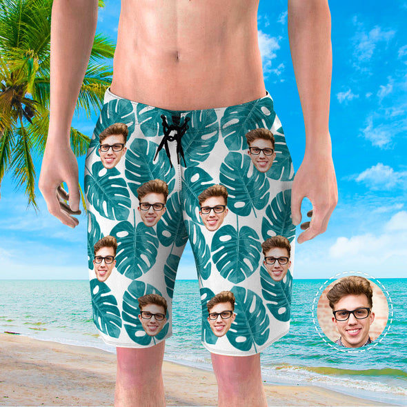 Gift for Boyfriend Custom Face Beach Trunks Men's Swim Trunks Custom Summer Photo Shorts