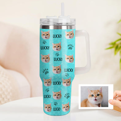 Christmas Gift Custom Cat Dog Photo Stainless Steel Tumbler with Name Custom Dog cat Photo Cup 40oz Tumbler